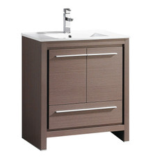FCB8130GO-I Fresca Allier 30" Gray Oak Modern Bathroom Cabinet w/ Sink