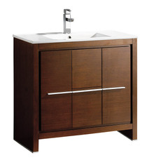 FCB8136WG-I Fresca Allier 36" Wenge Brown Modern Bathroom Cabinet w/ Sink