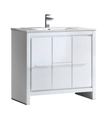 FCB8136WH-I Fresca Allier 36" White Modern Bathroom Cabinet w/ Sink