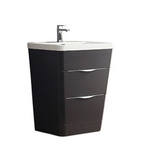 FCB8525CN-I Fresca Milano 26" Chestnut Modern Bathroom Cabinet w/ Integrated Sink