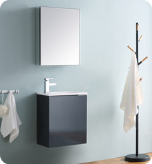 Fresca Senza Valencia 20" Dark Slate Gray Wall Hung Bathroom Vanity w/ Medicine Cabinet