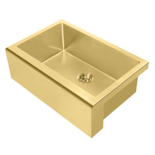Whitehaus WHNPL3020-B Noah Plus 16 Gauge Single Bowl Undermount Sink with Seamless Front Apron - Brass