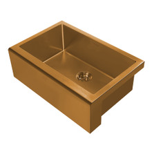 Whitehaus WHNPL3020-CO Noah Plus 16 Gauge Single Bowl Undermount Sink with Seamless Front Apron - Copper