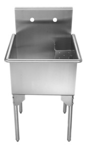 Whitehaus WHLS2020-NP Pearlhaus Brushed Stainless Steel Small Square Single Bowl Commerical Freestanding Utility Sink