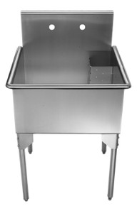 Whitehaus WHLS2424-NP Pearlhaus Brushed Stainless Steel Square Single Bowl Commerical Freestanding Utility Sink