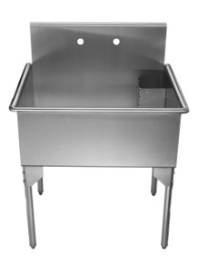 Whitehaus WHLS3024-NP Pearlhaus Brushed Stainless Steel Single Bowl Commerical Freestanding Utility Sink
