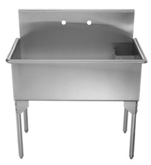 Whitehaus WHLS3618-NP Pearlhaus Brushed Stainless Steel Large Single Bowl Commerical Freestanding Utility Sink