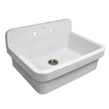 Whitehaus OFCH2230-WHITE Old Fashioned Country Fireclay Utility Sink with High Backsplash - White