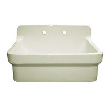 Whitehaus OFCH2230-BISCUIT Old Fashioned Country Fireclay Utility Sink with High Backsplash - Biscuit