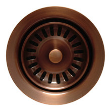 Whitehaus WH202-ACO 3 1/2" Waste Disposer Trim with Matching Basket Strainer for Deep Fireclay Sinks - Antique Copper