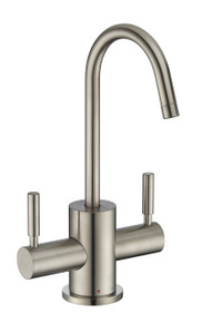 Whitehaus WHFH-HC1010-BN Point of Use Instant Hot & Cold Water Drinking Faucet with Gooseneck Spout - Brushed Nickel