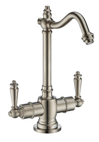 Whitehaus WHFH-HC1006-BN Point of Use Instant Hot & Cold Water Drinking Faucet with Traditional Swivel Spout - Brushed Nickel