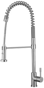Whitehaus WHS1634-SK-PSS Waterhaus Commerical Single-Hole Faucet with Pull Down Spray Head - Polished Stainless Steel