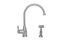 Whitehaus WHQN-34682-C Queenhaus Gooseneck Single Handle Kitchen Faucet and Brass Side Spray - Polished Chrome