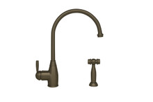 Whitehaus WHQN-34682-BN Queenhaus Gooseneck Single Handle Kitchen Faucet and Brass Side Spray - Brushed Nickel