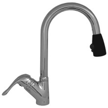 Whitehaus 3-2169-C-B Rainforest Single Handle Kitchen Faucet with Pull Out Black Spray Head - Chrome/Black Head