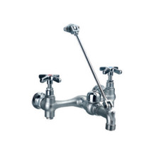 Whitehaus WHFSA980-C Heavy Duty wall mount service sink faucet with support bracket and cross handles - Rough Chrome