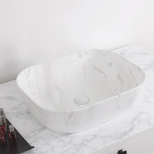 Whitehaus WH71302-F12 Isabella Plus  Rectangular Top Mount Sink with Center Drain - Carrara White