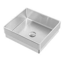 Whitehaus WHNPL1577-BSS Noah Plus 10 Gauge Frame, Squared Semi-recessed Sink Set with Center Drain - Brushed Stainless Steel