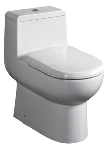Whitehaus WHMFL3351-EB Magic Flush Eco-Friendly One Piece Elongated Toilet with Siphonic Action Dual Flush System, , 1.6/1.1 GPF and WaterSense Certified - White