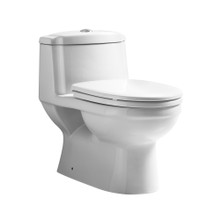 Whitehaus WHMFL3222-EB Magic Flush Eco-Friendly One Piece Elongated Toilet with Siphonic Action Dual Flush System, , 1.6/1.1 GPF and WaterSense Certified - White