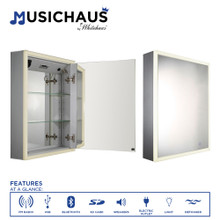 Whitehaus WHLUN7055-OR Musichaus Mirrored Door Medicine Cabinet with USB, SD Card, Bluetooth, FM radio, Speakers, Defogger, & Dimmer