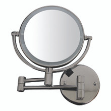 Whitehaus WHMR912-BN Round Wall Mount Dual Led 7X Magnified Mirror - Brushed Nickel