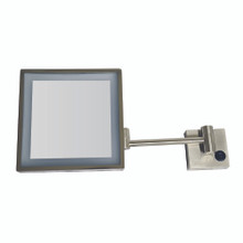 Whitehaus WHMR25-BN Square Wall Mount Led 5X Magnified Mirror - Brushed Nickel