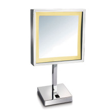 Whitehaus WHMR295-C Square Freestanding Led 5X Magnified Mirror - Polished Chrome