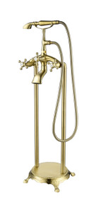 Vanity Art VA2019-BB Freestanding Tub Filler Faucet with Hand Shower - Brushed Brass