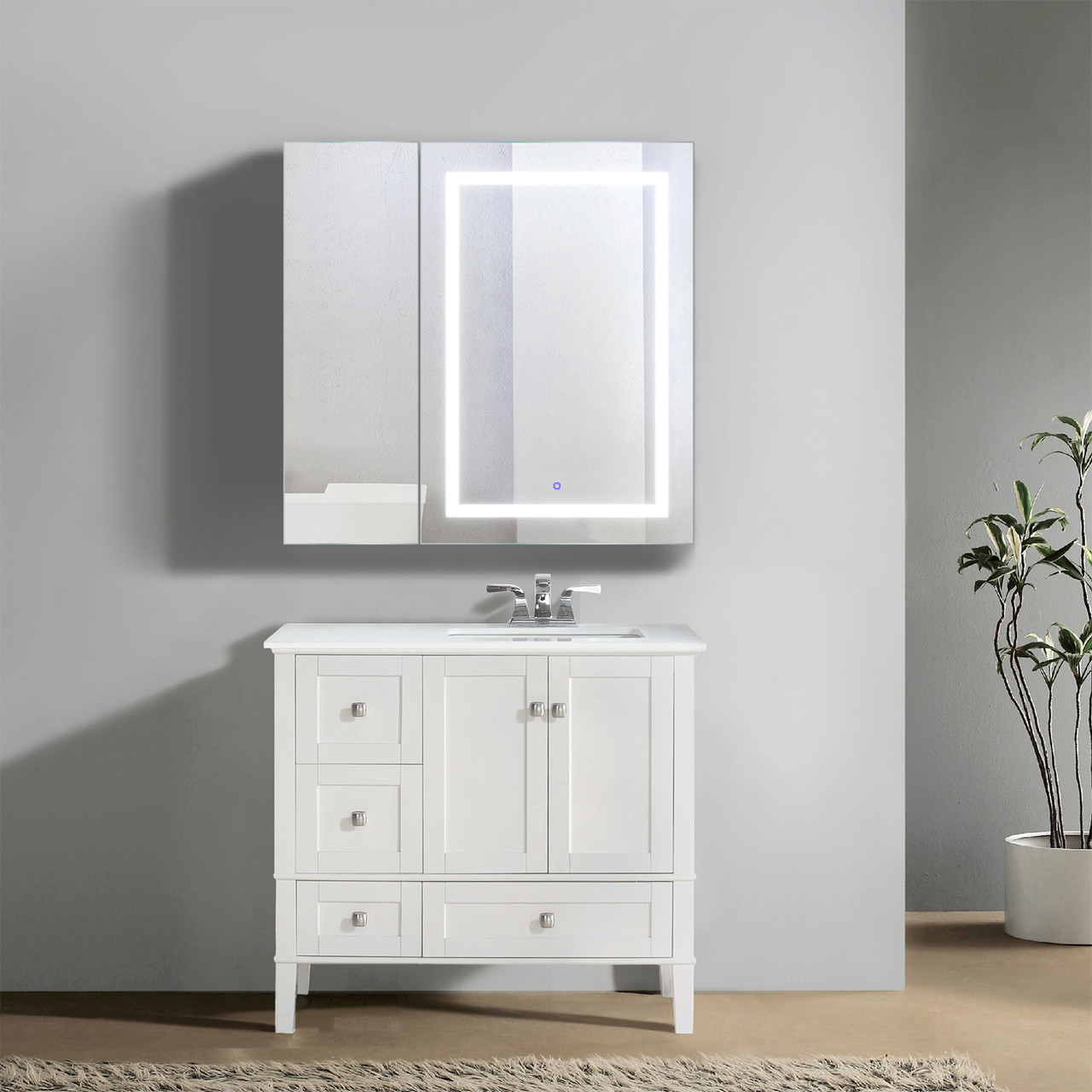 Krugg Svange 3636r Led Mirror Medicine Cabinet 36 Inch W X 36 Inch