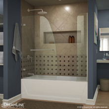 DreamLine SHDR-3534586-EX-04 Aqua Uno 56-60 in. W x 58 in. H Frameless Hinged Tub Door with Extender Panel in Brushed Nickel