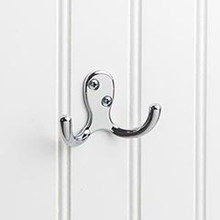 Hardware Resources YD15-187PC 1-7/8" Double Zinc Wall Mount Coat and Hat Hook - Screws Included - Polished Chrome