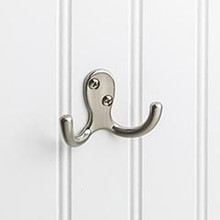Hardware Resources YD15-187SN 1-7/8" Double Zinc Wall Mount Coat and Hat Hook - Screws Included - Satin Nickel
