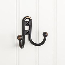 Hardware Resources YD25-256DBAC 2-9/16" Double Zinc Wall Mount Coat and Hat Hook - Screws Included - Brushed Oil Rubbed Bronze