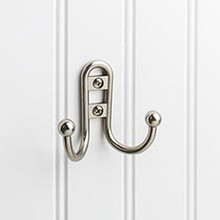 Hardware Resources YD25-256SN 2-9/16" Double Zinc Wall Mount Coat and Hat Hook - Screws Included - Satin Nickel
