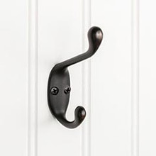 Hardware Resources YD40-337DBAC 3-3/8" Double Zinc Wall Mount Coat and Hat Hook - Screws Included - Brushed Oil Rubbed Bronze