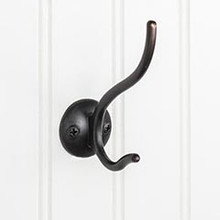 Hardware Resources YD30-381DBAC 3-13/16" Double Zinc Wall Mount Decorative Coat and Hat Hook - Screws Included - Brushed Oil Rubbed Bronze