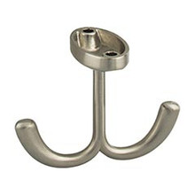 Hardware Resources YD20-156SN 1-9/16" Double Zinc Ceiling Mount Coat and Hat Hook - Screws Included - Satin Nickel