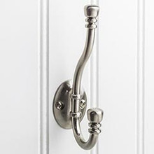 Hardware Resources YD50-518SN 5-3/16" Double Zinc Wall Mount Decorative Coat and Hat Hook - Screws Included - Satin Nickel