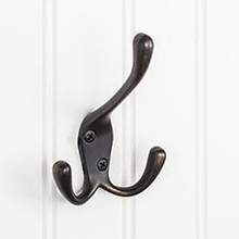 Hardware Resources YT40-400DBAC 4" Triple Zinc Wall Mount Coat and Hat Hook - Screws Included - Brushed Oil Rubbed Bronze