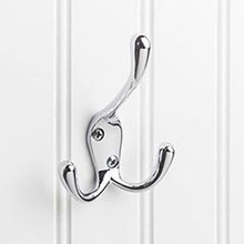 Hardware Resources YT40-400PC 4" Triple Zinc Wall Mount Coat and Hat Hook - Screws Included - Polished Chrome