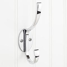 Hardware Resources YD55-587PC 5-7/8" Double Zinc Wall Mount Decorative Coat and Hat Hook - Screws Included - Polished Chrome