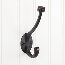 Hardware Resources YD60-550DBAC 5-1/2" Double Zinc Wall Mount Decorative Coat and Hat Hook - Screws Included - Brushed Oil Rubbed Bronze