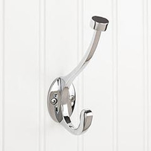 Hardware Resources YD60-550PC 5-1/2" Double Zinc Wall Mount Decorative Coat and Hat Hook - Screws Included - Polished Chrome