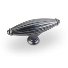 Hardware Resources 618L-DACM 2-15/16" Overall Length Ribbed Cabinet Knob - Screws Included - Gun Metal