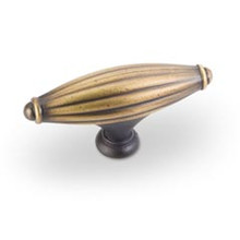 Hardware Resources 618L-ABSB 2-15/16" Overall Length Ribbed Cabinet Knob - Screws Included - Antique Brushed Satin Brass