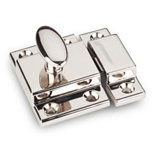 Hardware Resources CL101-NI 1-3/4" x 1-3/4" Overall Length Two Piece Spring Loaded Cupboard Latch with Six #5 x 5/8" Phillips screws - Polished Nickel