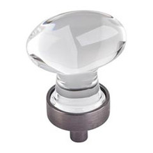 Hardware Resources G110BNBDL 1-1/4" Overall Length Glass Football Cabinet Knob - Screws Included - Brushed Pewter