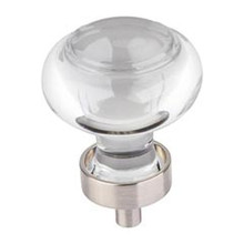 Hardware Resources G120SN 1-7/16" Diameter Glass Button Cabinet Knob - Screws Included - Satin Nickel